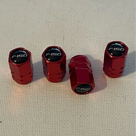 Ford F-150 logo valve Stem caps in Red set of 4 NWT - Picture 3 of 4